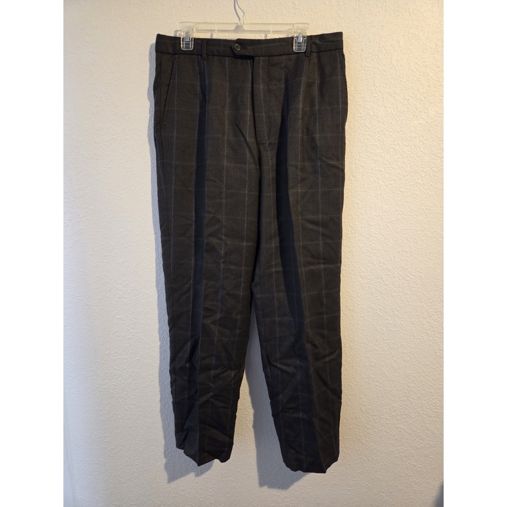 Vintage Murano Pants Mens 34/32 UltimateComfort Plaid 100% Wool
